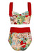 Set bikini da donna retrò rosso 3 pezzi