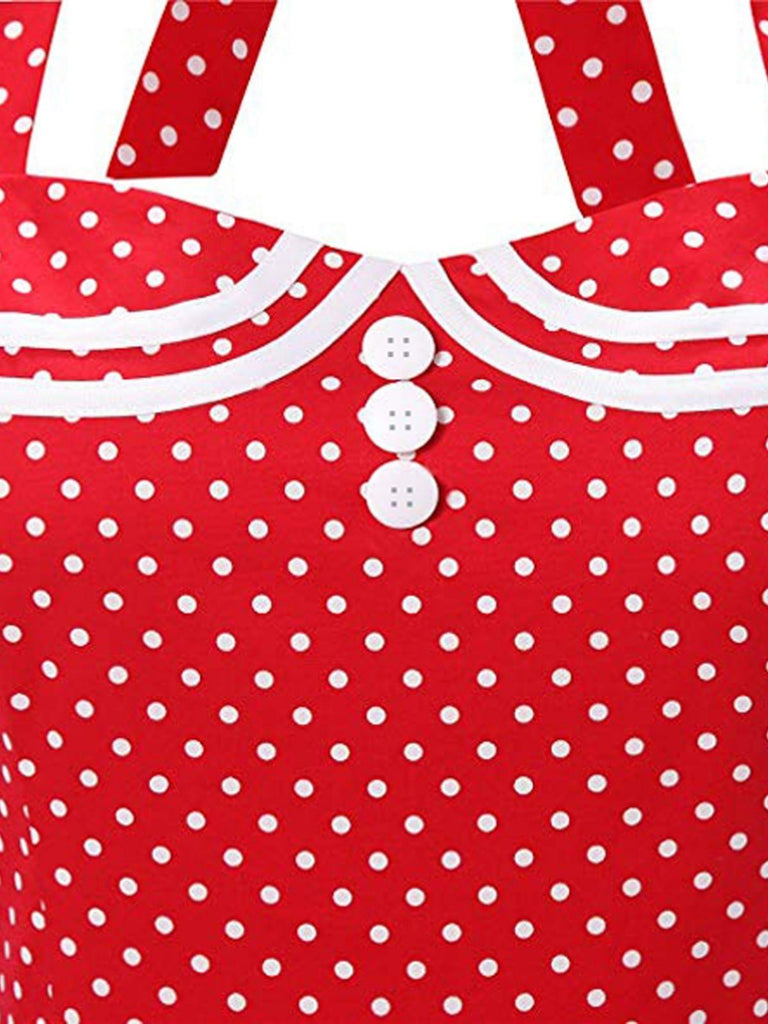 Vestito rosso a pois con cavezza anni '50