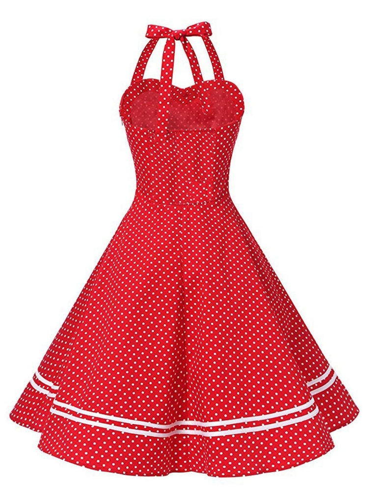 Vestito rosso a pois con cavezza anni '50