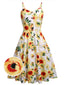 Vestito Swing Girasoli Bianco Anni '50