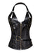 Corsetto gotico in pelle con capestro Steampunk