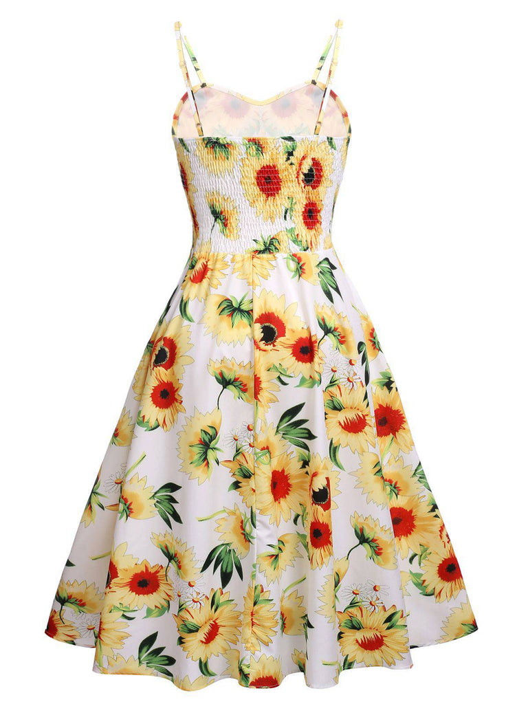 Vestito Swing Girasoli Bianco Anni '50