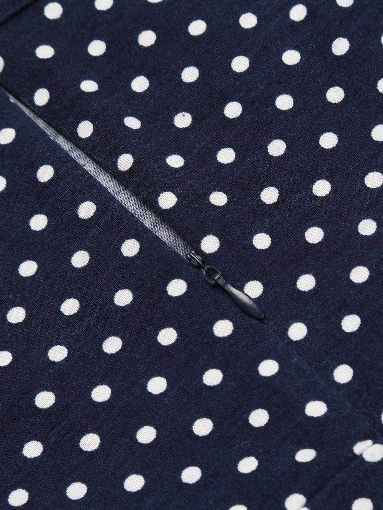 Vestito aderente a pois blu navy anni '60