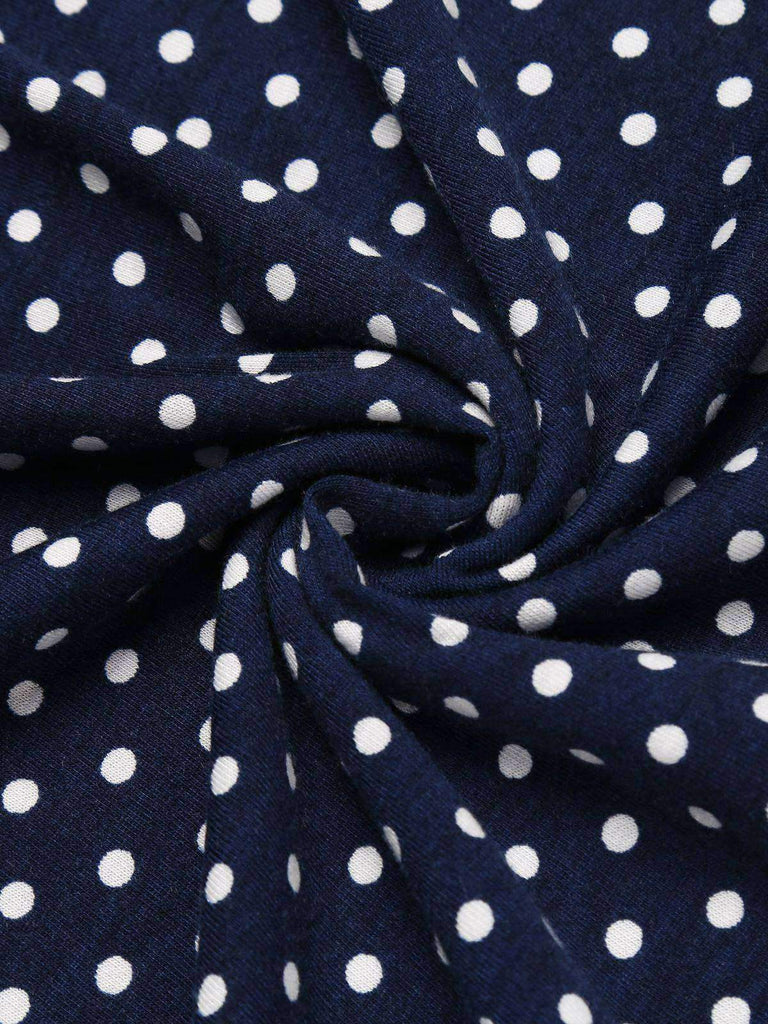 Vestito aderente a pois blu navy anni '60