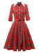 Vestito rosso con cintura scozzese anni '50