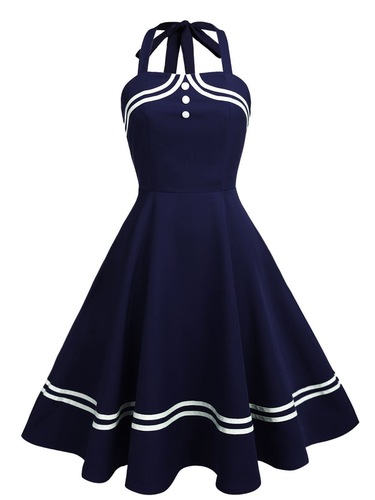 Vestito svasato blu navy anni '50