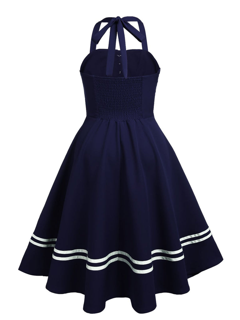 Vestito svasato blu navy anni '50