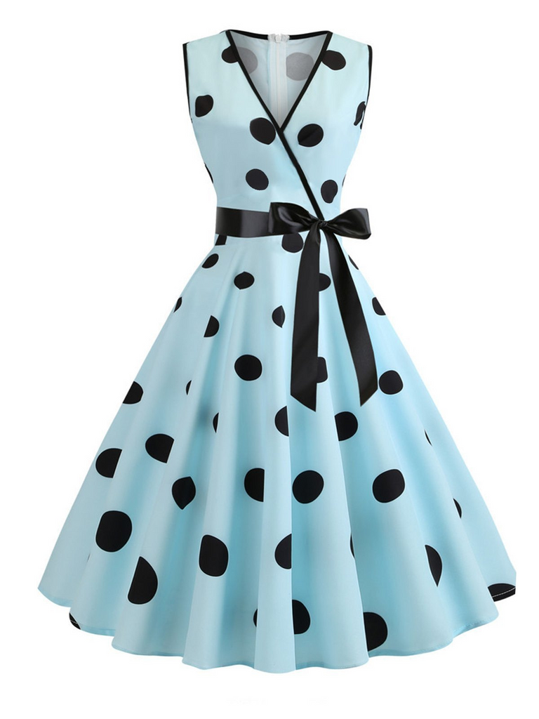 Vestito con fiocco a pois anni '50