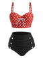 Set bikini a pois con capestro rosso