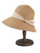 Cappello cloche in rafia con fascia beige