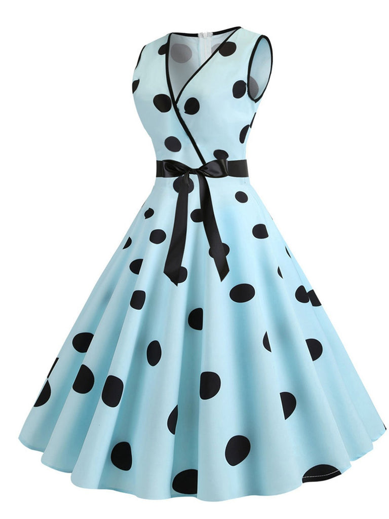 Vestito con fiocco a pois anni '50