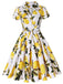 Vestito Swing con fiocco giallo limone anni '50