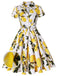 Vestito Swing con fiocco giallo limone anni '50