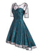 Abito Swing Hi-Lo in pizzo blu anni '50