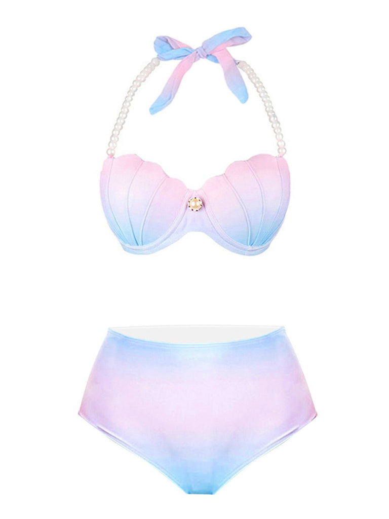 Bikini con perle rosa sfumato conchiglia