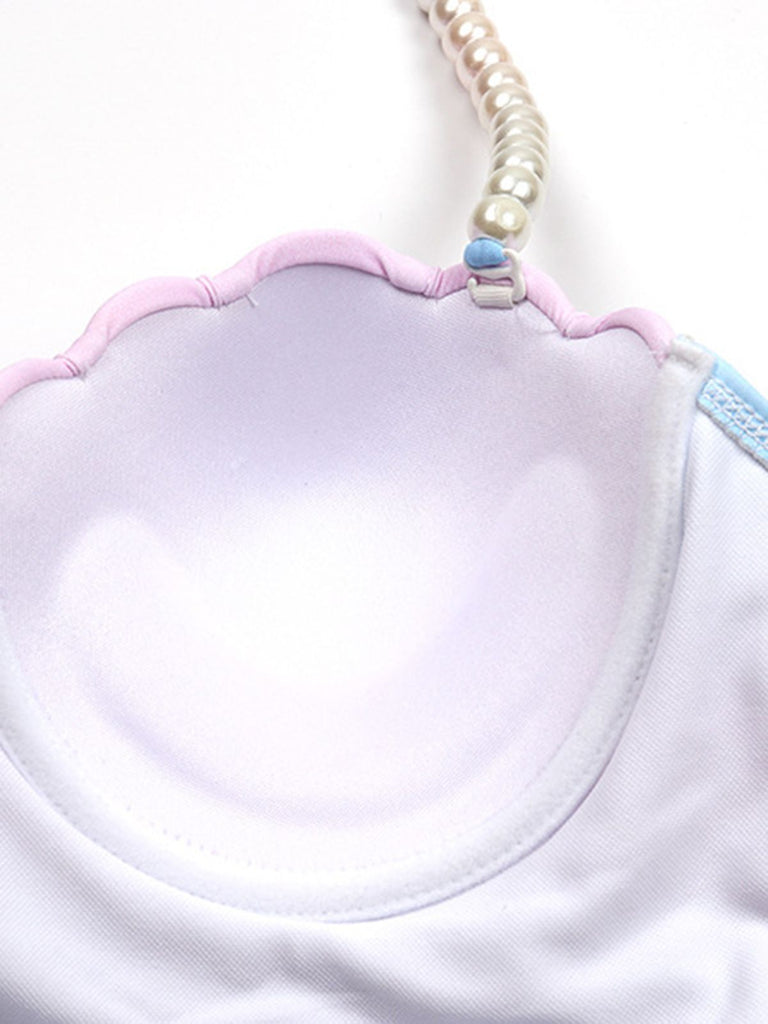 Bikini con perle rosa sfumato conchiglia