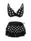 Completo bikini nero a pois con gonna