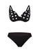 Completo bikini nero a pois con gonna