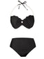 Set bikini nero con perle e conchiglia all'americana