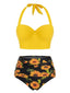 Completo bikini plissettato Halter Sunflower