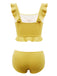 3 pezzi bikini giallo con gonna arruffata