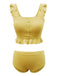 3 pezzi bikini giallo con gonna arruffata