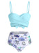 Set bikini incrociato con spalline blu cielo