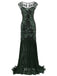 Vestito maxi con paillettes verde anni '20