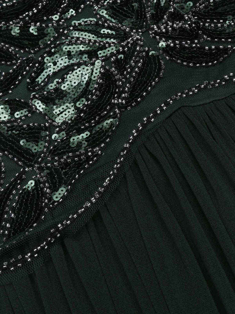 Vestito maxi con paillettes verde anni '20